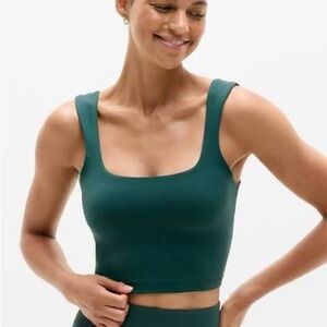Athleta Transcend Square Neck Crop Sports Bra D-DD— Pine